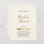 Golden Minimalist Bridal Shower Uitnodiging (Voorkant / Achterkant)