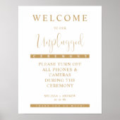 Golden Minimalist Unplugged Wedding Sign Poster (Voorkant)