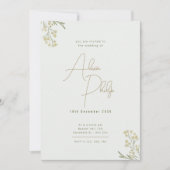 Golden minimalistische waterverf bloemenbruiloft kaart (Voorkant)