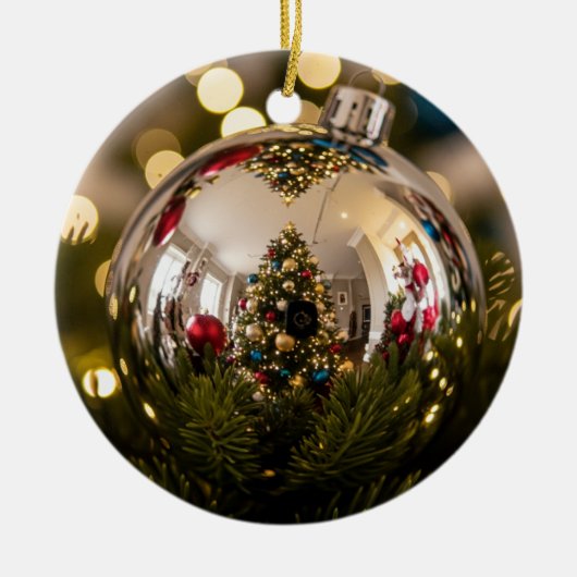 Golden Mirror kerstversiering Keramisch Ornament (Voorkant)