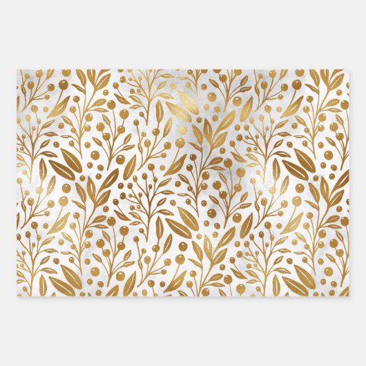 Golden Mistletoe-kerstcadeaupapier Inpakpapier Vel (Voorkant 2)