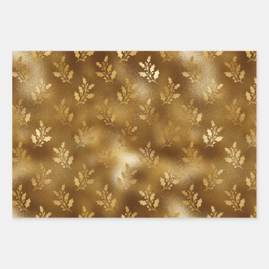 Golden Mistletoe-kerstcadeaupapier Inpakpapier Vel (Voorkant)