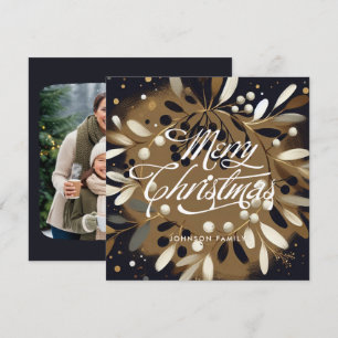 Golden Mistletoe krans Flat Holiday Kaart