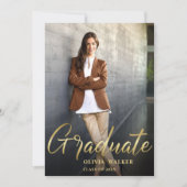 Golden Modern 2 PHOTO Graduation Party Kaart (Voorkant)