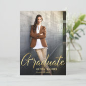 Golden Modern 2 PHOTO Graduation Party Kaart (Staand voorkant)