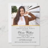 Golden Modern 2 PHOTO Graduation Party Kaart (Achterkant)