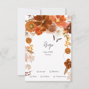 Golden Modern Copper Rich Floral Botanicals RSVP Kaartje