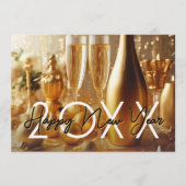 Golden Modern Happy New Year's Eve Party Kaart (Voorkant)