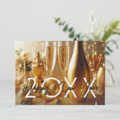 Golden Modern Happy New Year's Eve Party Kaart (Staand voorkant)