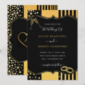 Golden Modern Lijst Black Gold Wedding (Voorkant / Achterkant)
