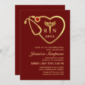 Golden Modern Nursing School Graduparty Kaart (Voorkant / Achterkant)