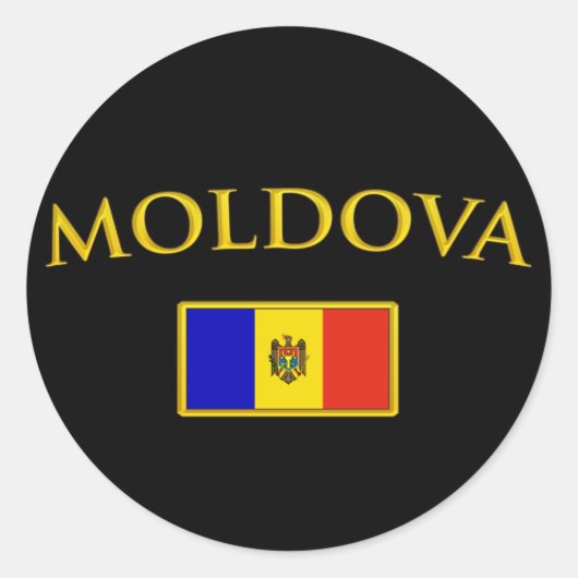 Golden Moldova Ronde Sticker (Voorkant)