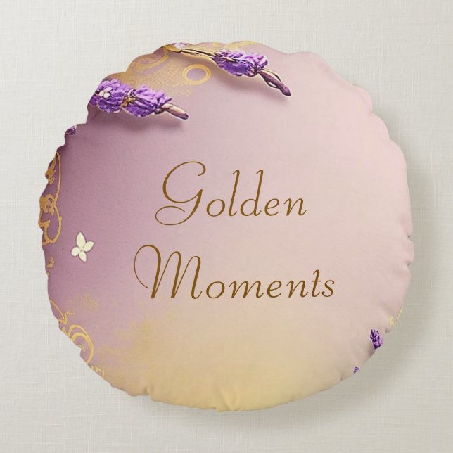 Golden Moments Times Pillow Schmidt Stationery Rond Kussen (Voorkant)