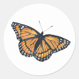 Golden Monarch Butterfly Artwork Envelope Seal Ronde Sticker