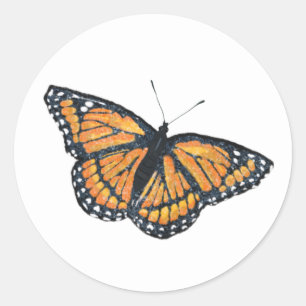 Golden Monarch Butterfly Artwork Envelope Seal Ronde Sticker
