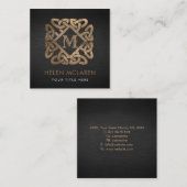 Golden Monogram Celtic Knot Ornament Vierkante Visitekaartje (Voorkant / Achterkant)