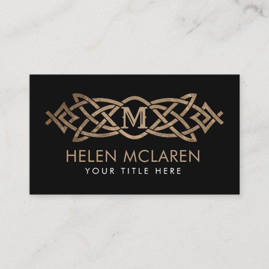 Golden Monogram Celtic Knot Ornament Visitekaartje (Voorkant)