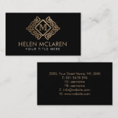 Golden Monogram Celtic Knot Ornament Visitekaartje (Voorkant / Achterkant)