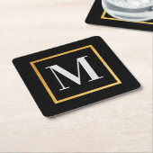 Golden Monogram Kartonnen Onderzetters (Schuin)