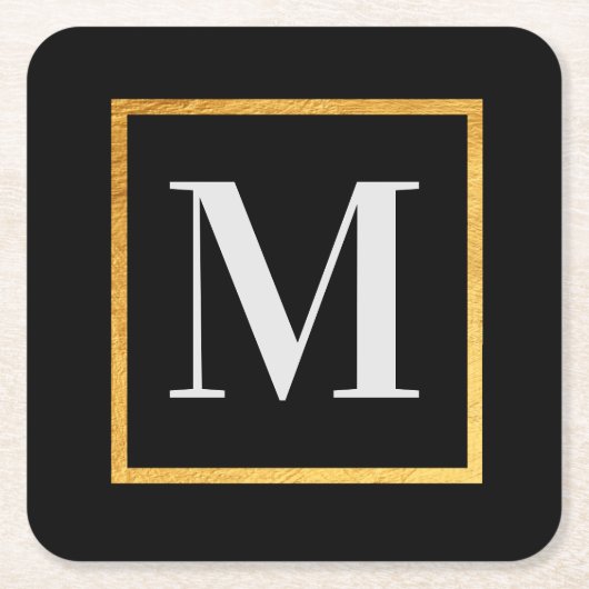 Golden Monogram Kartonnen Onderzetters (Voorkant)