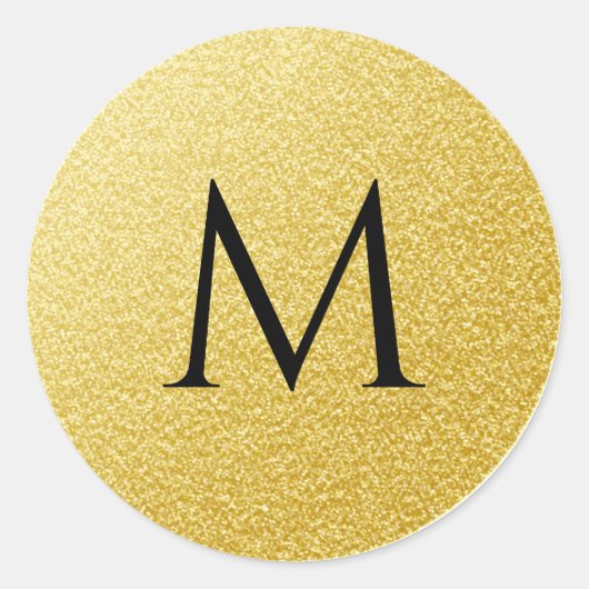 Golden Monogram Letter Gold Glitter Sparkle Ronde Sticker (Voorkant)