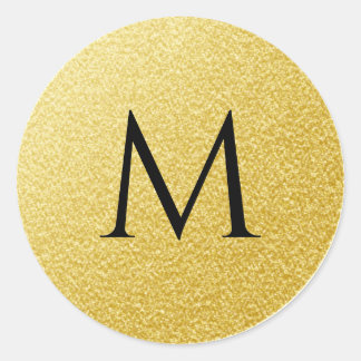 Golden Monogram Letter Gold Glitter Sparkle Ronde Sticker