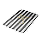 Golden Monogram op vaste zwarte en witte strepen Badmat (Gekanteld)