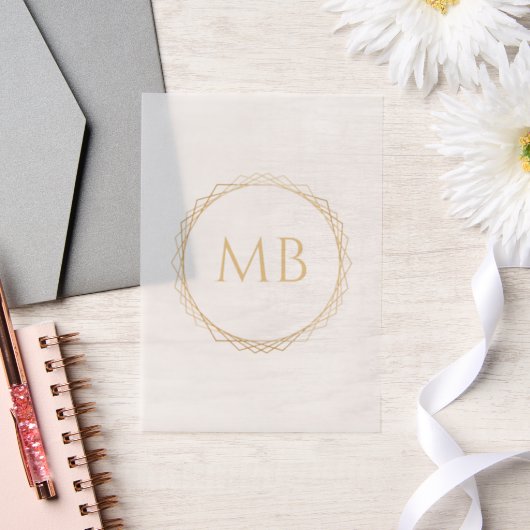 Golden Monogram paar Initialen bruiloft Vellum Uitnodigingen (Huwelijk)