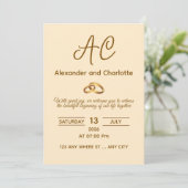 Golden Monogram Wedding Invitation Card Kaart (Staand voorkant)