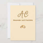 Golden Monogram Wedding Invitation Card Kaart (Achterkant)
