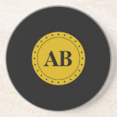 Golden-monogram Zandsteen Onderzetter (Voorkant)