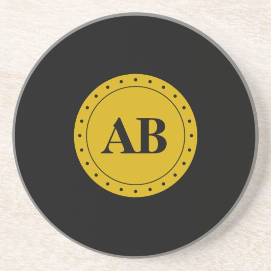 Golden-monogram Zandsteen Onderzetter (Voorkant)