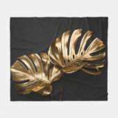 Golden Monstera: Luxe artistieke compositie Fleece Deken (Voorkant (Horizontaal))