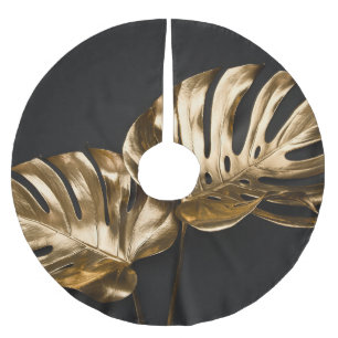 Golden Monstera: Luxe artistieke compositie Kerstboom Rok