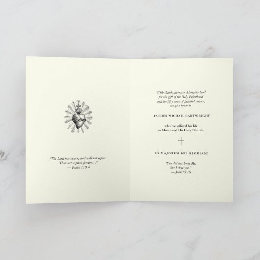 Golden Monstrance Priest 50ste Jubileum Kaart (Binnen)