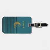 Golden Moon & Bunny op Blauwgroen Bagagelabel (Voorkant horizontaal)