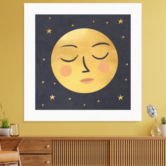 Golden moon canvas afdruk (Insitu (Woonkamer))