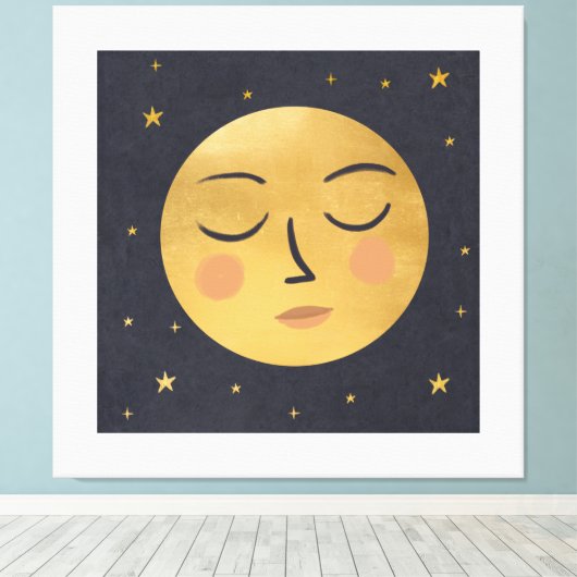Golden moon canvas afdruk (Insitu (Houten vloer))