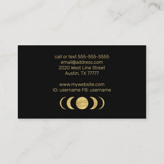 Golden Moon Celestial Teacher Coach Visitekaartje (Achterkant)