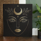 Golden Moon Crown Abstract Feminine Portrait Canvas Afdruk