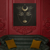 Golden Moon Crown Abstract Feminine Portrait Canvas Afdruk