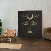 Golden Moon Crown Abstract Feminine Portrait Canvas Afdruk