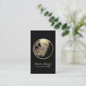 Golden Moon Elegant Black & Gold Beauty Salon Visitekaartje (Staand voorkant)