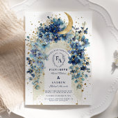 Golden Moon en Midnight Florals Wedding Kaart