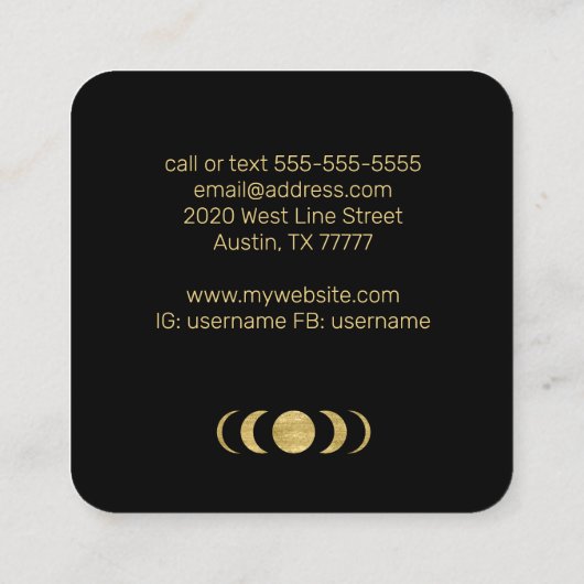 Golden Moon Lunar Teacher Coach Spiritueel Vierkante Visitekaartje (Achterkant)