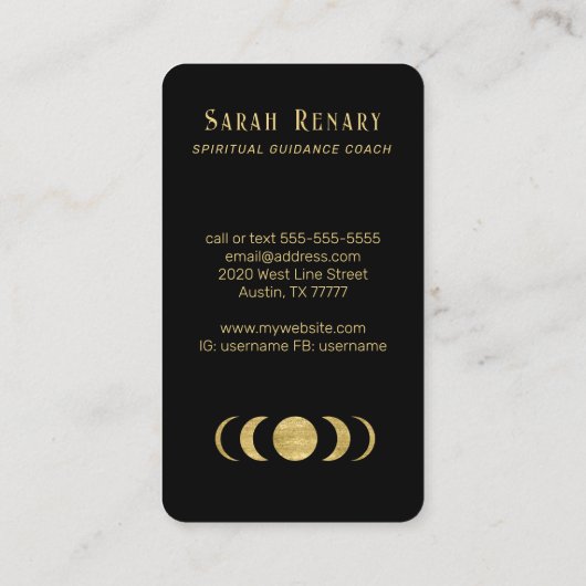 Golden Moon Lunar Teacher Coach Spiritueel Visitekaartje (Achterkant)