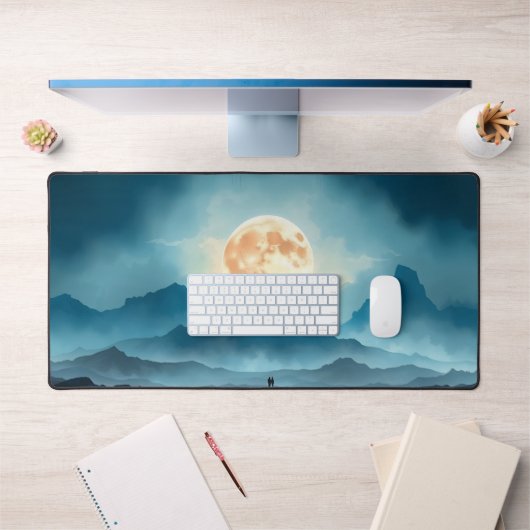 Golden Moon Over Mountains Desk Mat – Natuur-Inspi (Kantoor 1)