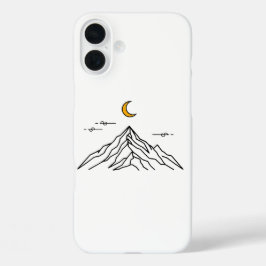 "Golden Moon & Peaks" Minimalist iPhone 16 Plus Hoesje