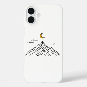 "Golden Moon & Peaks" Minimalist iPhone 16 Plus Hoesje