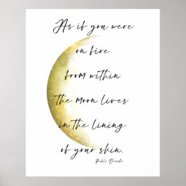 Golden Moon Phase Neruda Poetry Poster